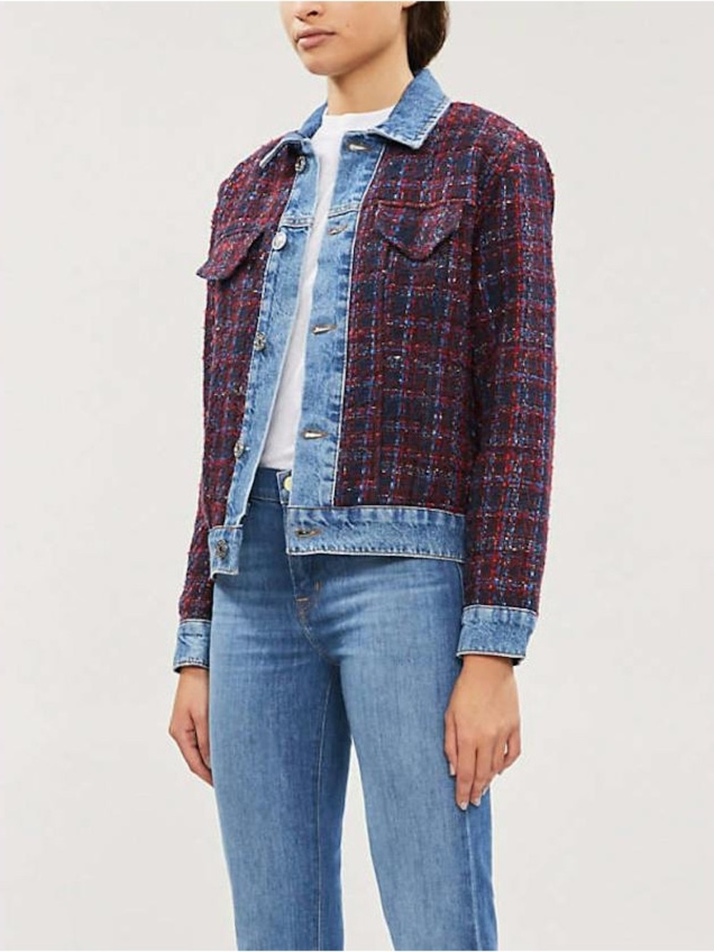 Sandro Paris Chelsy tweed and denim jacket